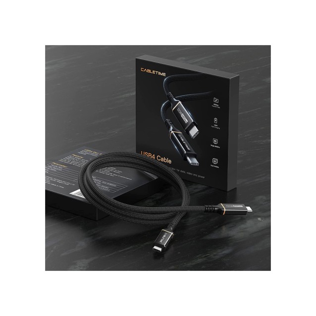 CABLETIME καλώδιο USB Type-C CT-USB4, 100W, 8K, 40Gbps, 1m, μαύρο