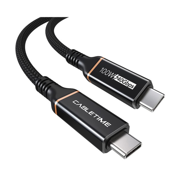 CABLETIME καλώδιο USB Type-C CT-USB4, 100W, 8K, 40Gbps, 1m, μαύρο