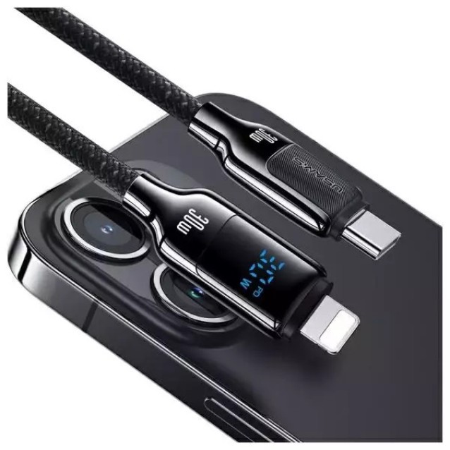 USAMS καλώδιο Lightning σε USB-C SJ741, 30W, 480Mbps, 1.2m, μαύρο
