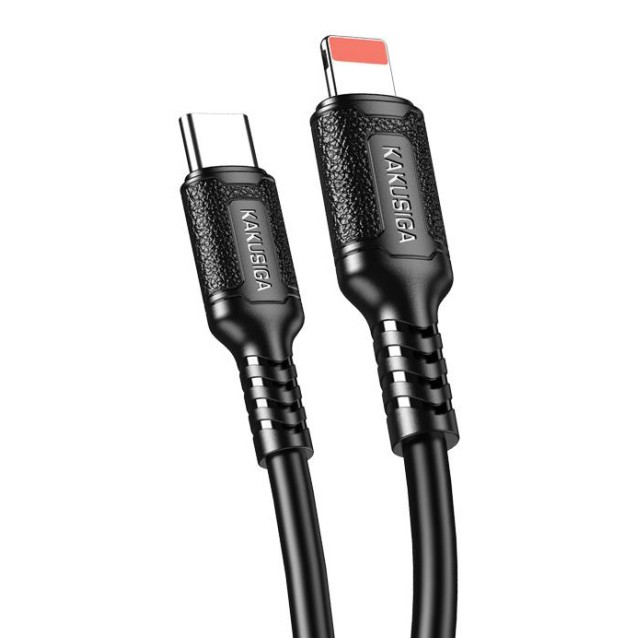 KAKUSIGA καλώδιο Lightning σε USB-C KSC-984, σιλικόνης, 27W, 480Mbps, 1m, μαύρο