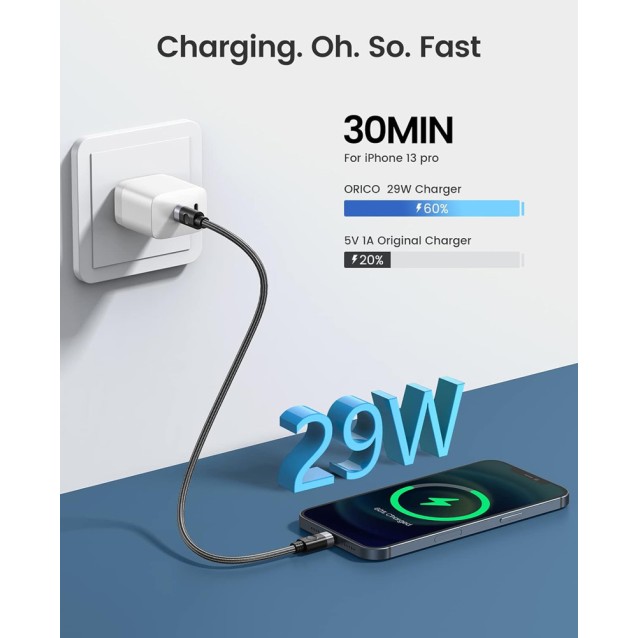 ORICO καλώδιο Lightning σε USB-C C2L, 29W, 480Mbps, 1m, μαύρο
