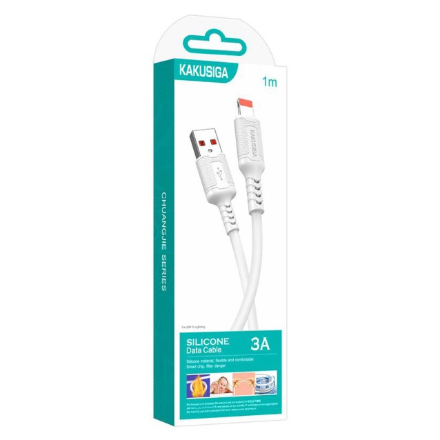 KAKUSIGA καλώδιο Lightning σε USB KSC-984, σιλικόνης, 3Α, 480Mbps, 1m, λευκό