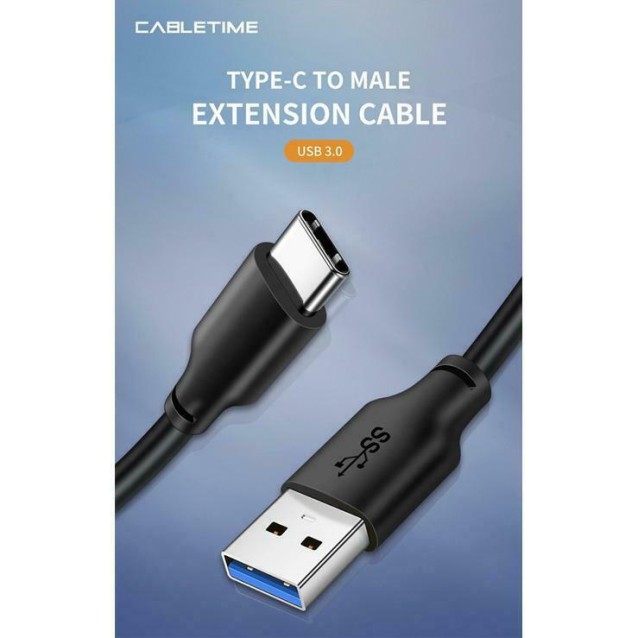 CABLETIME καλώδιο USB-C σε USB CMAMN, 3A, 5Gbps, 3m, μαύρο