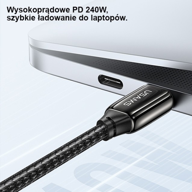 USAMS καλώδιο USB-C σε USB-C US-SJ580, 240W PD 3.1, 480Mbps, 1.2m, μαύρο