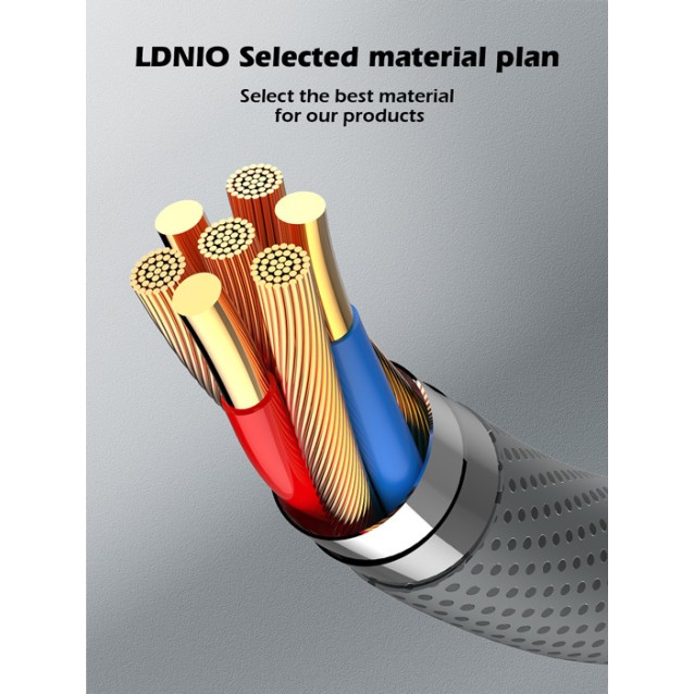 LDNIO καλώδιο USB-C σε USB-C LC441C, 65W PD, 1m, γκρι