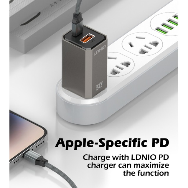 LDNIO καλώδιο USB-C σε USB-C LC441C, 65W PD, 1m, γκρι