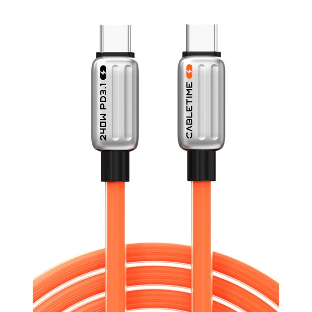 CABLETIME καλώδιο USB-C CT-CM240-ZSO1, 240W, 480Mbps, 1m, πορτοκαλί