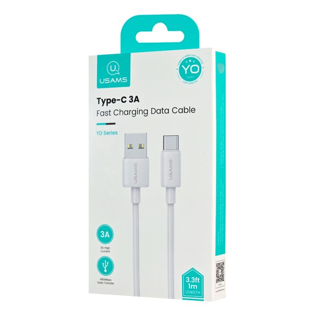 USAMS καλώδιο USB-C σε USB US-SJ708, 18W, 480Mbps, 1m, λευκό