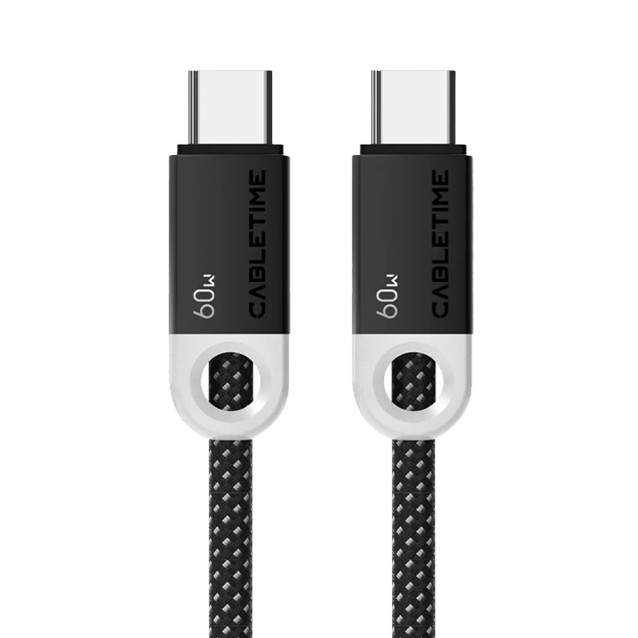 CABLETIME καλώδιο USB-C CT-CM60-PBW, 60W PD, 480Mbps, 1m, μαύρο