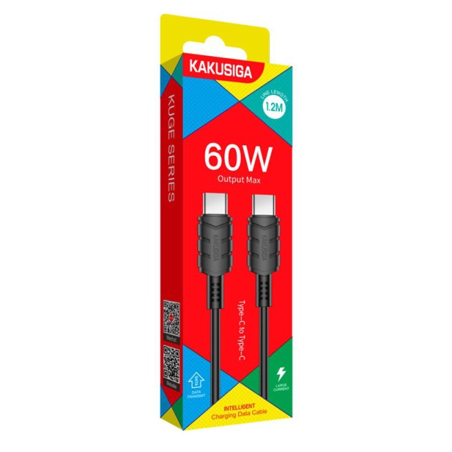 KAKUSIGA καλώδιο USB-C σε USB-C KSC-710, 60W, 480Mbps, 1.2m, μαύρο