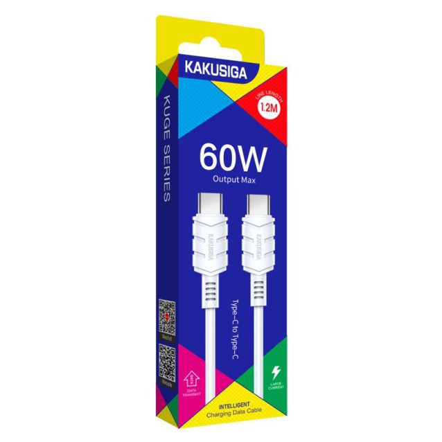 KAKUSIGA καλώδιο USB-C σε USB-C KSC-710, 60W, 480Mbps, 1.2m, λευκό