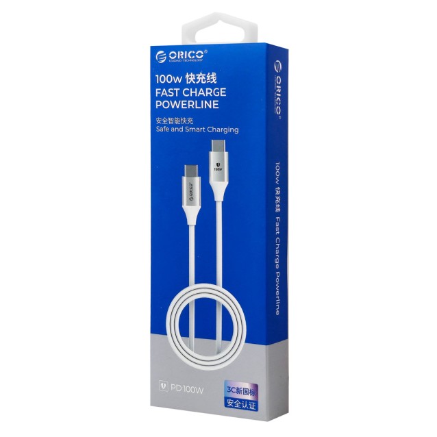 ORICO καλώδιο USB-C CDX-100CC, 100W, 480Mbps, 1m, λευκό