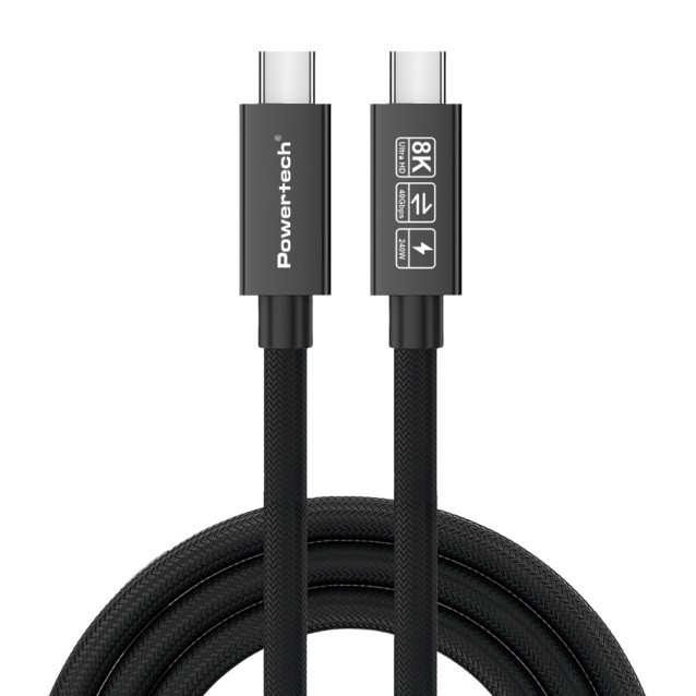 POWERTECH καλώδιο USB-C PTR-0165, USB4, 240W, 40Gbps, 8K/60Hz, 1m, μαύρο