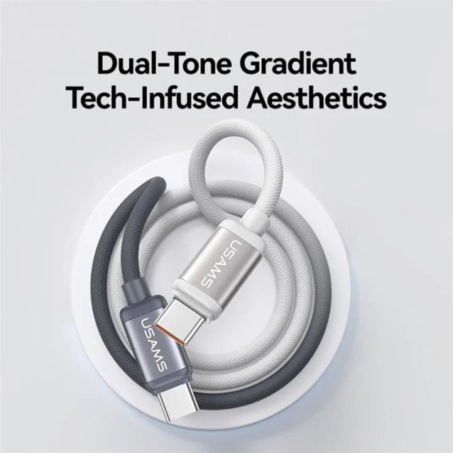 USAMS καλώδιο USB-C SJ756, 60W, 480Mbps, 1.2m, μαύρο/λευκό