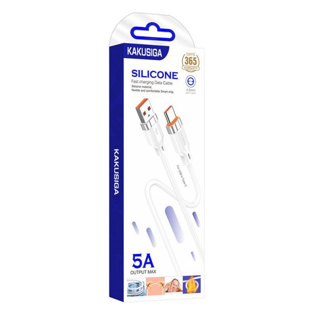 KAKUSIGA καλώδιο USB-C σε USB KSC-995, σιλικόνης, 5A, 480Mbps, 1m, λευκό