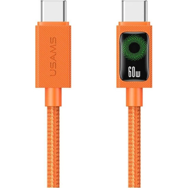 USAMS καλώδιο USB-C SJ773, 60W, 480Mbps, 1.2m, πορτοκαλί USAMS καλώδιο USB-C SJ773, 60W, 480Mbps, 1.2m, πορτοκαλί