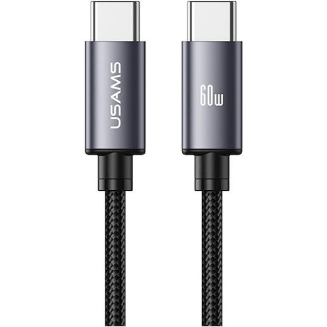 USAMS καλώδιο USB-C SJ769, 60W, 480Mbps, 1m, μαύρο USAMS καλώδιο USB-C SJ769, 60W, 480Mbps, 1m, μαύρο