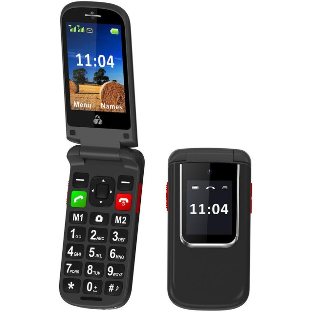 POWERTECH κινητό τηλέφωνο Sentry 4G Flip, 2.8/1.77", dual SIM, πλήκτρο SOS, μαύρο
