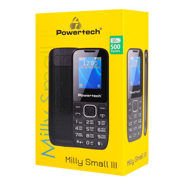 POWERTECH κινητό τηλέφωνο Milly Small III, 1.77", dual SIM, χωρίς κάμερα, μαύρο