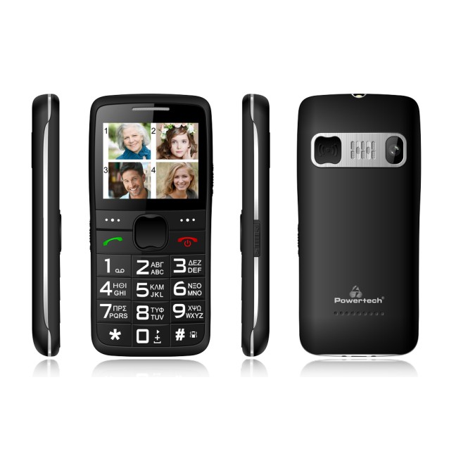 POWERTECH Κινητό Τηλέφωνο Sentry Eco PTM-18, SOS Call, με φακό, μαύρο