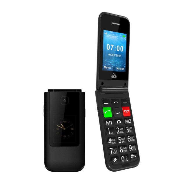 POWERTECH Κινητό Τηλέφωνο Sentry Dual II, 2 οθόνες, SOS Call, μαύρο