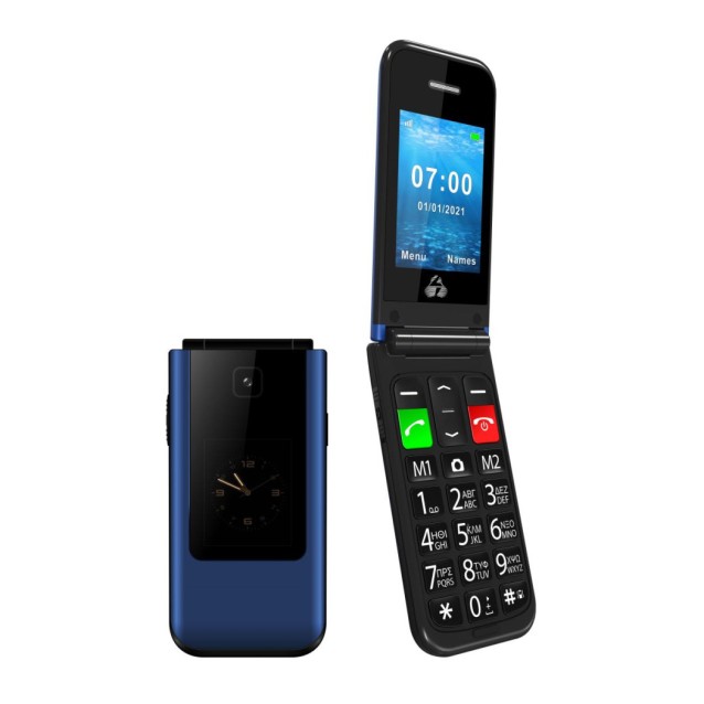 POWERTECH Κινητό Τηλέφωνο Sentry Dual II, 2 οθόνες, SOS Call, μπλε