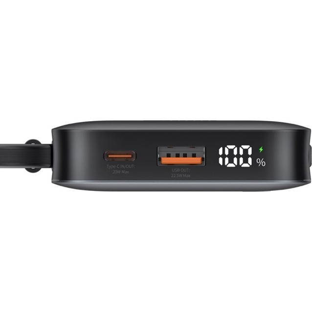 USAMS power bank CD228 με 2x καλώδια, 2x θύρες εξόδου, 10000mAh, 20W, γκρι