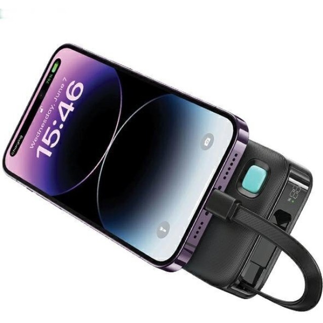 USAMS power bank CD225 με καλώδιο Lightning, 2x θύρες εξόδου, 10000mAh, 20W, μαύρο