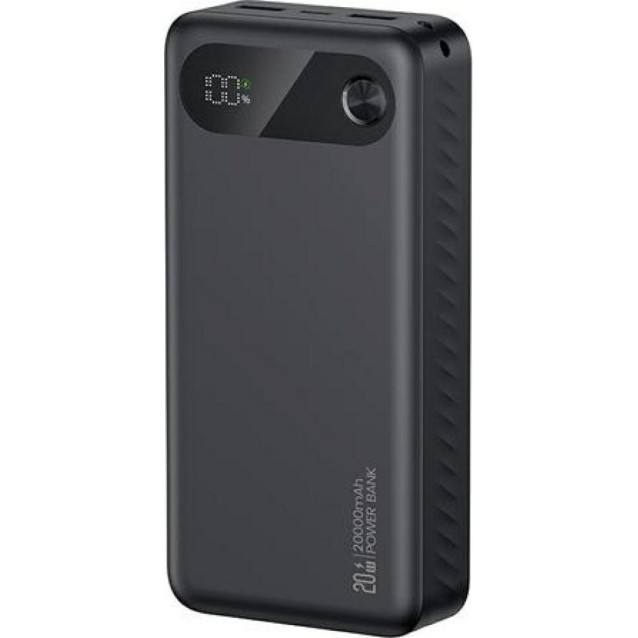 USAMS power bank CD251 με οθόνη, 3x θύρες εξόδου, 20000mAh, PD20W, μαύρο