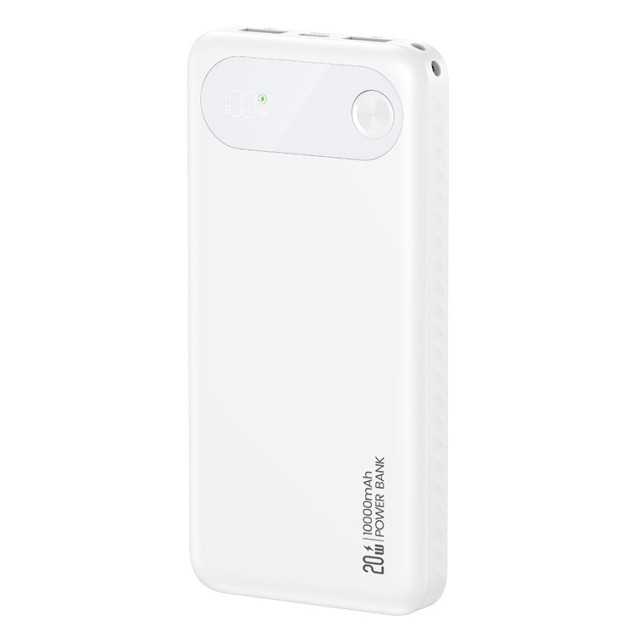 USAMS power bank CD249 με οθόνη, 3x θύρες εξόδου, 10000mAh, PD20W, λευκό