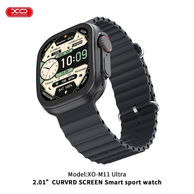 XO M11ULTRA SMART WATCH, ΑΣΥΡΜΑΤΗ ΦΟΡΤΙΣΗ, ΚΛΗΣΗ, ΜΑΥΡΟ