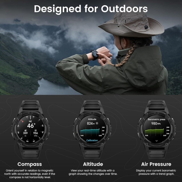 KOSPET smartwatch TANK S2, heart rate, 1.32" AMOLED, GPS, 5 ATM & IP69K, μαύρο