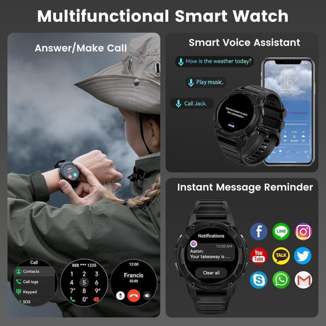 KOSPET smartwatch TANK S2, heart rate, 1.32" AMOLED, GPS, 5 ATM & IP69K, μαύρο
