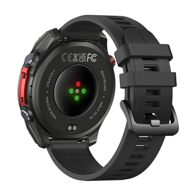 ZEBLAZE smartwatch Stratos 4 με φακό, heart rate, 1.43" AMOLED, GPS, 5 ΑΤΜ, MIL-STD-810H, μαύρο