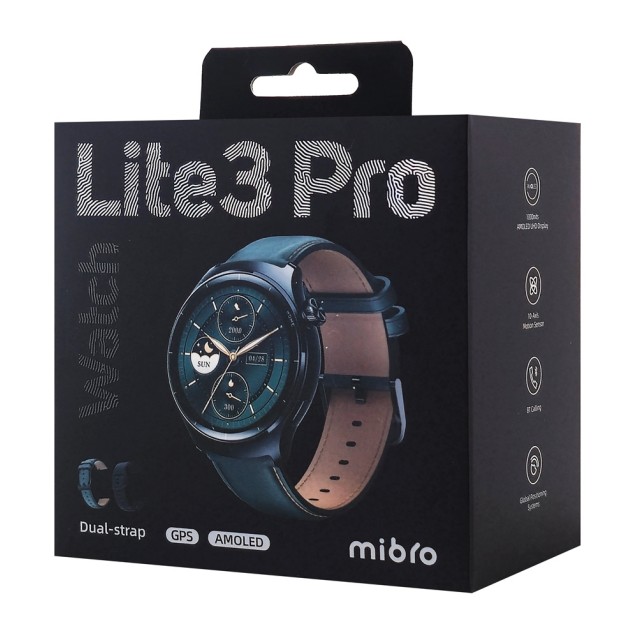 MIBRO smartwatch Lite 3 Pro με 2x λουράκια, heart rate, 1.32" AMOLED, GPS, 5 ATM, μαύρο/πράσινο