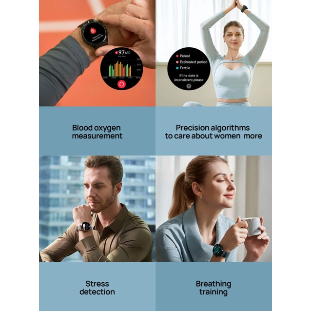 MIBRO smartwatch Lite 3 Pro με 2x λουράκια, heart rate, 1.32" AMOLED, GPS, 5 ATM, μαύρο/πράσινο