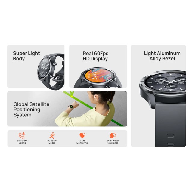 MIBRO smartwatch A3, heart rate, 1.39" IPS, GPS, 2 ATM, γκρι