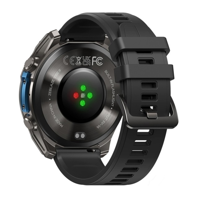 ZEBLAZE smartwatch Vibe 8 με φακό, heart rate, 1.43" AMOLED, 5 ΑΤΜ, MIL-STD-810H, μαύρο