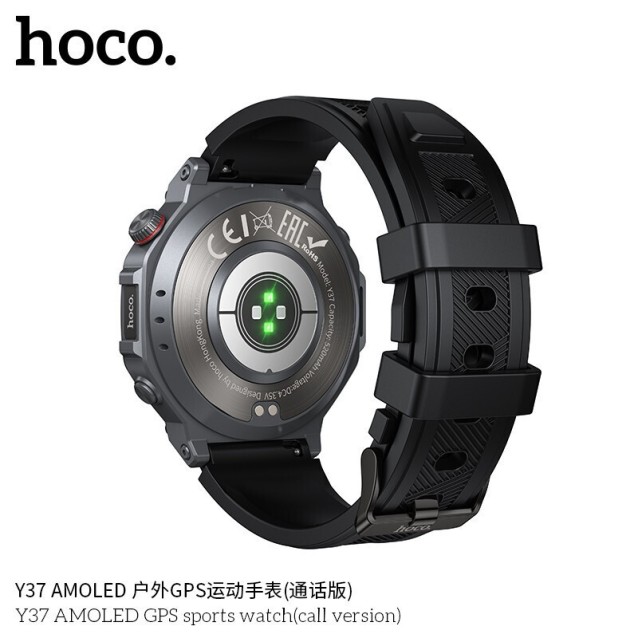 HOC Y37, SMART WATCH, SPORT, AMOLED, GPS, ΜΑΥΡΟ
