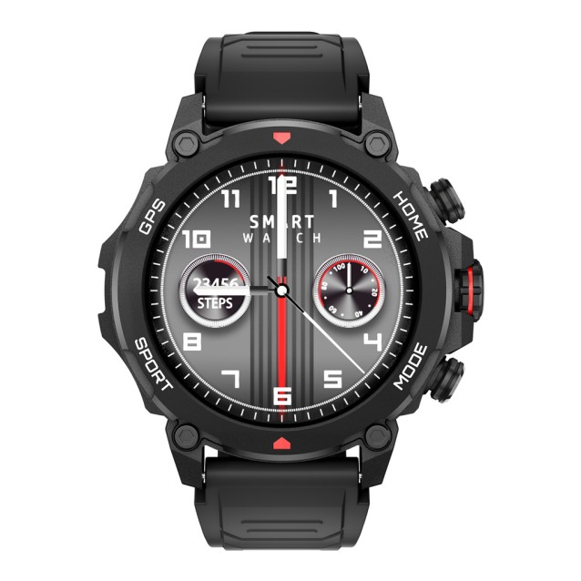 INTIME smartwatch G6 με 2x λουράκια, heart rate, 1.43" AMOLED, GPS, 5ATM, titanium black