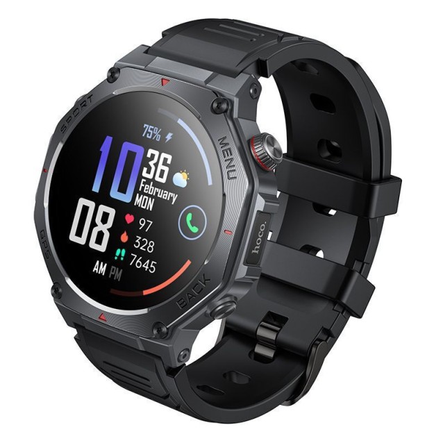 HOC Y37, SMART WATCH, SPORT, AMOLED, GPS, ΜΑΥΡΟ