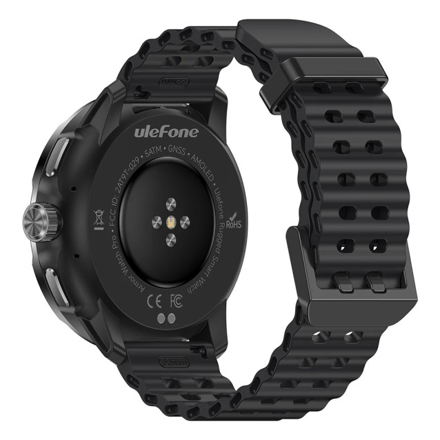 ULEFONE smartwatch Armor Watch Pro, 2x λουράκια, heart rate, 1.50" AMOLED, GPS, 5 ΑΤΜ/IP68/IP69K/MIL-STD-810H, μαύρο