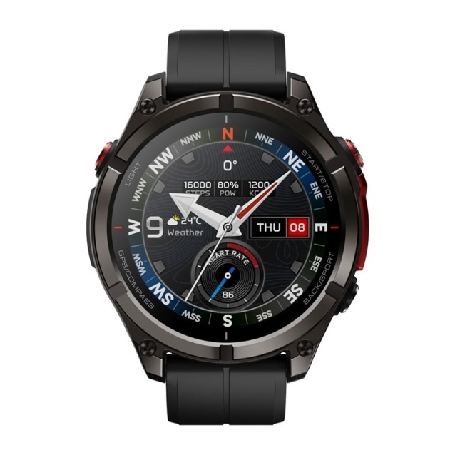 ZEBLAZE smartwatch Stratos 4 Pro με φακό, heart rate, 1.43" AMOLED, GPS, 5 ΑΤΜ, μαύρο