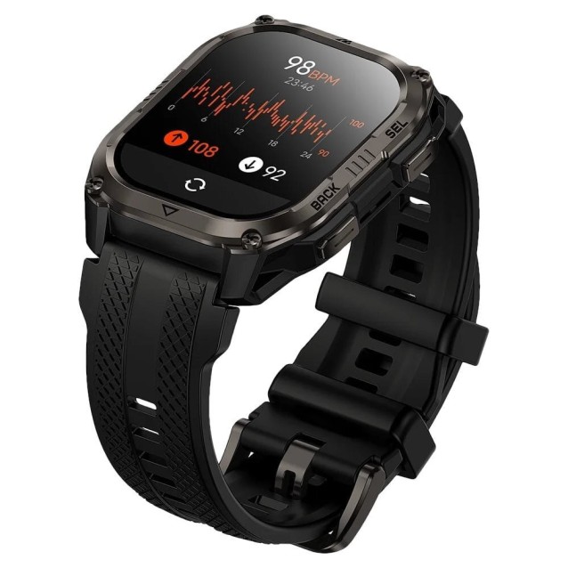 KOSPET smartwatch PULSE 2, heart rate, 1.96" AMOLED, GPS, 5 ATM & IP69, με φακό, μαύρο