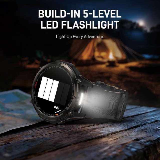 KOSPET smartwatch ORB 2, heart rate, 1.43" AMOLED, GPS, 5 ATM & IP69, με φακό, μαύρο