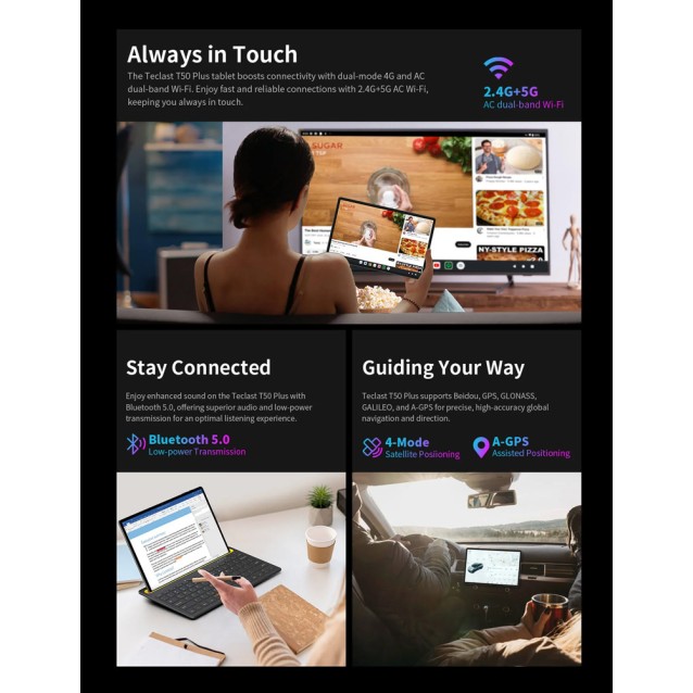 TECLAST tablet T50 Plus 2025, 11", 8/256GB, 4G, Android 15, 8000mAh, γκρι