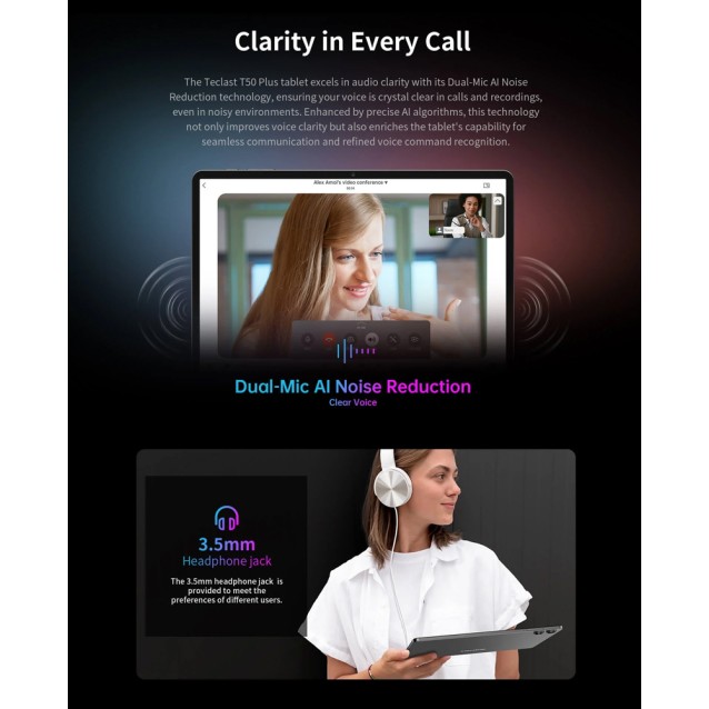 TECLAST tablet T50 Plus 2025, 11", 8/256GB, 4G, Android 15, 8000mAh, γκρι