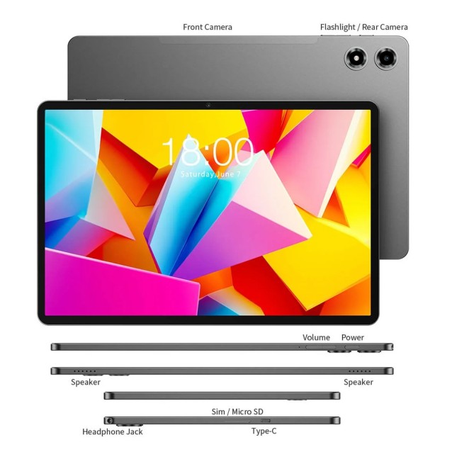 TECLAST tablet T50 Plus 2025, 11", 8/256GB, 4G, Android 15, 8000mAh, γκρι