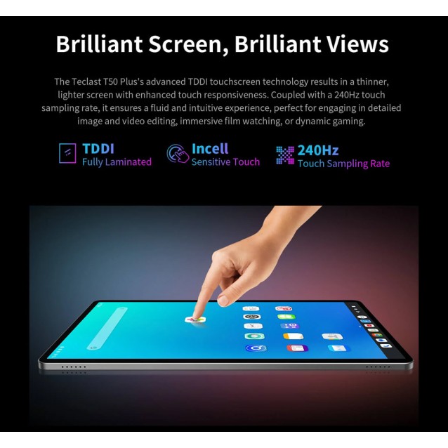 TECLAST tablet T50 Plus 2025, 11", 8/256GB, 4G, Android 15, 8000mAh, γκρι