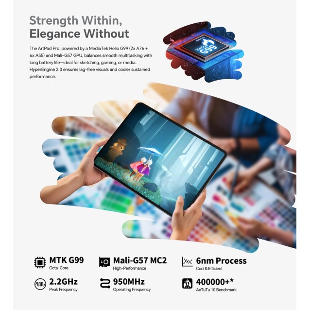 TECLAST tablet ArtPad Pro με στυλό αφής, 12.7", 8/256GB, 4G, Android 15, 10000mAh, γκρι